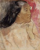 Поль Гоген Таитянская женщина с цветком в волосах-1891